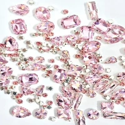 HB Cruystal 150PCS Sew-On Glass Rhinestones(Baby Pink)